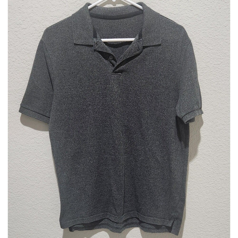 Mens Charcoal Pique Stretch Polo Shirt Size M Cotton Blend Short Sleeve‎ Casual